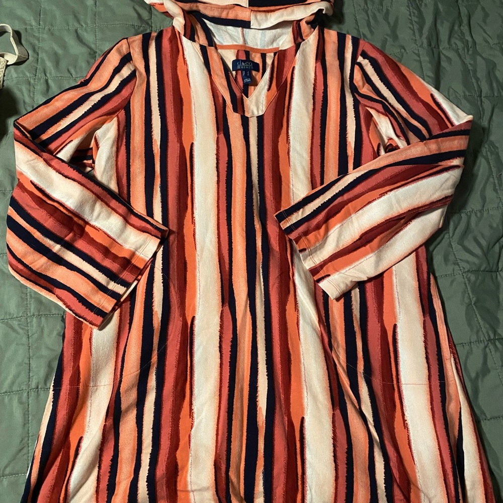 Denim&Co Multicolor Striped Cover or long Shirt